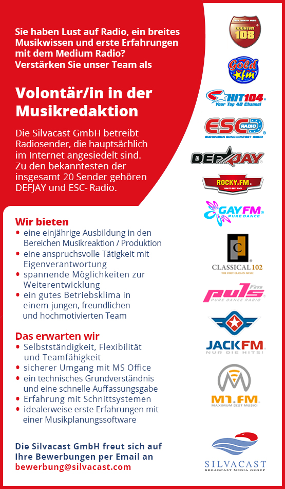 Die Silvacast GmbH betreibt Radiosender, die hauptsächlich im Internet angesiedelt sind. Zu den bekanntesten der insgesamt 20 Sender gehören DEFJAY und ESC-Radio.